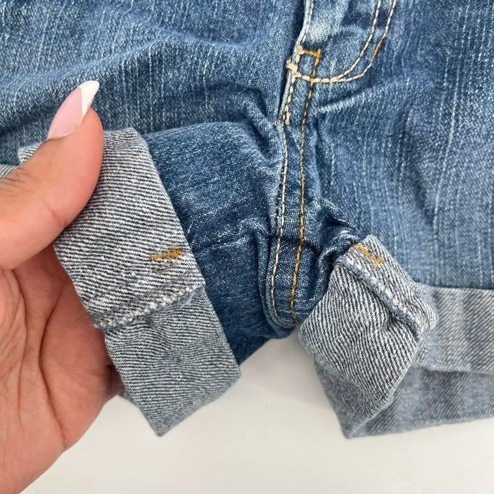 Arizona Jean Co Girls Cuffed Denim Shorts Rolled Hem Size 7 Mid Rise Cotton